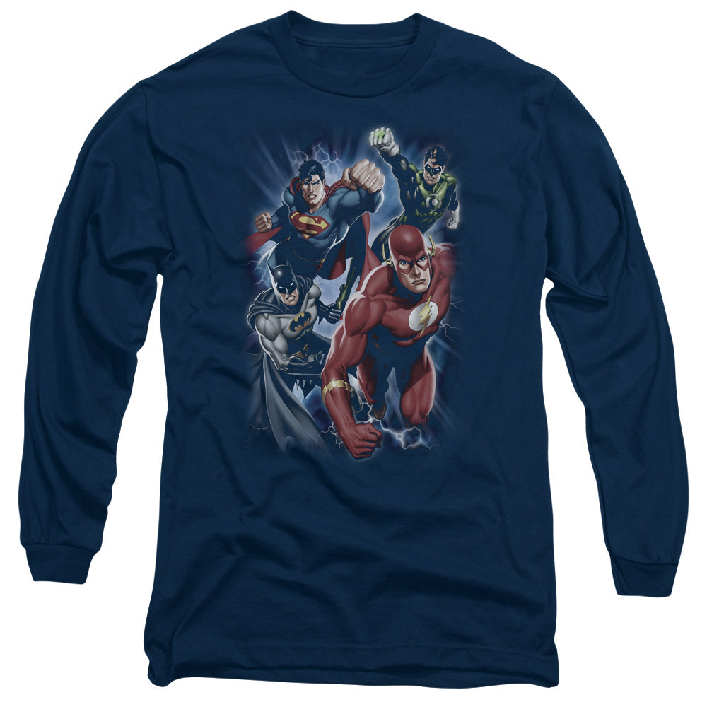 Jla - Storm Chasers - Long Sleeve Adult 18/1 - Navy T-shirt