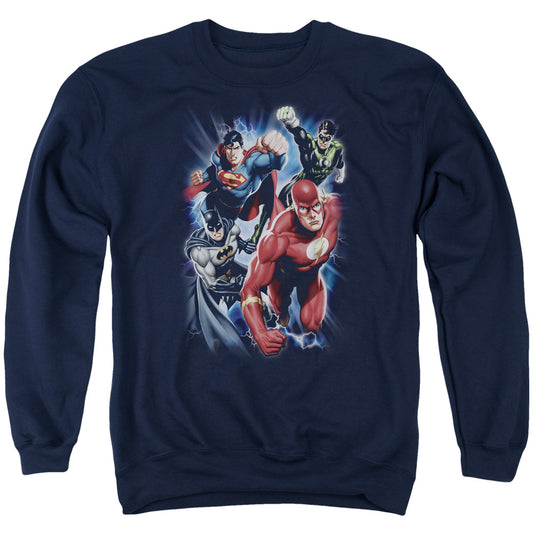 Jla - Storm Chasers - Adult Crewneck Sweatshirt - Navy