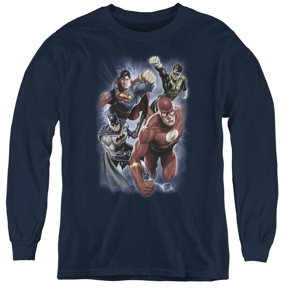 Jla - Storm Chasers - Youth Long Sleeve Tee - Navy