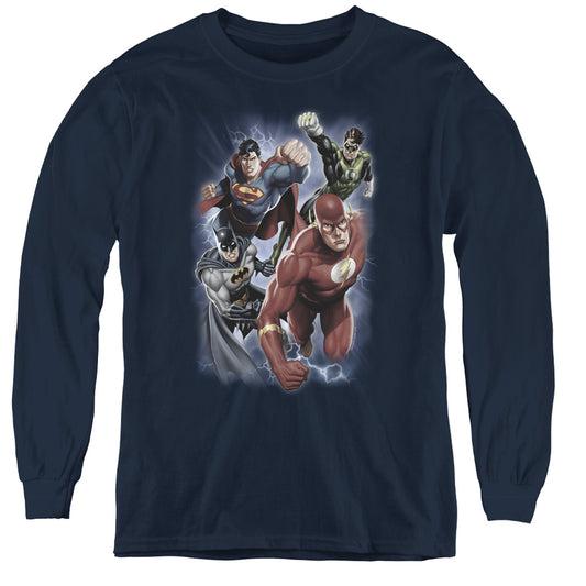 Jla - Storm Chasers - Youth Long Sleeve Tee - Navy