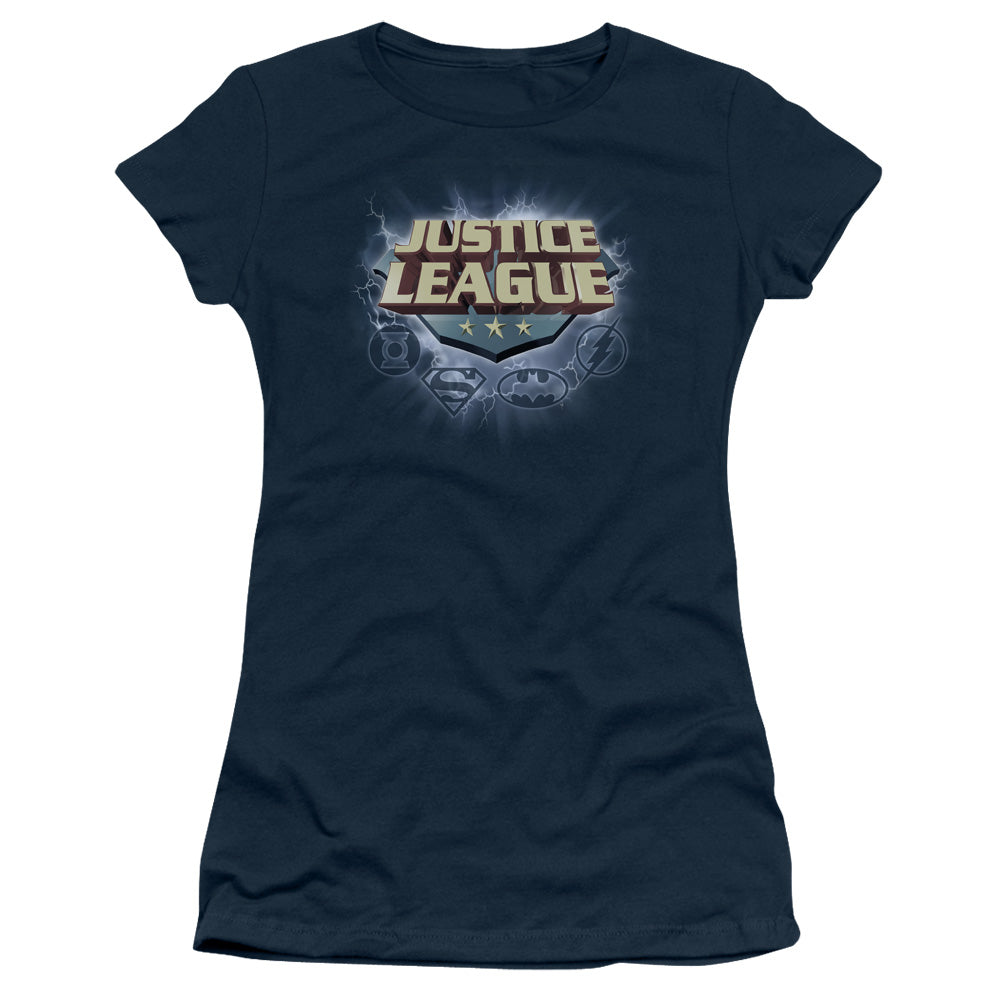 Jla - Storm Logo - Short Sleeve Junior Sheer - Navy T-shirt