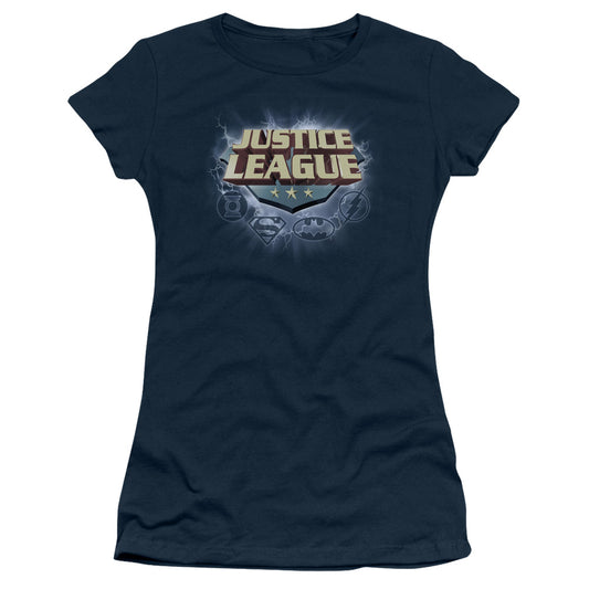 Jla - Storm Logo - Short Sleeve Junior Sheer - Navy T-shirt