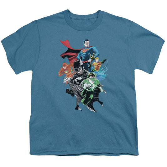 Jla - Group Shot - Short Sleeve Youth 18/1 - Slate T-shirt