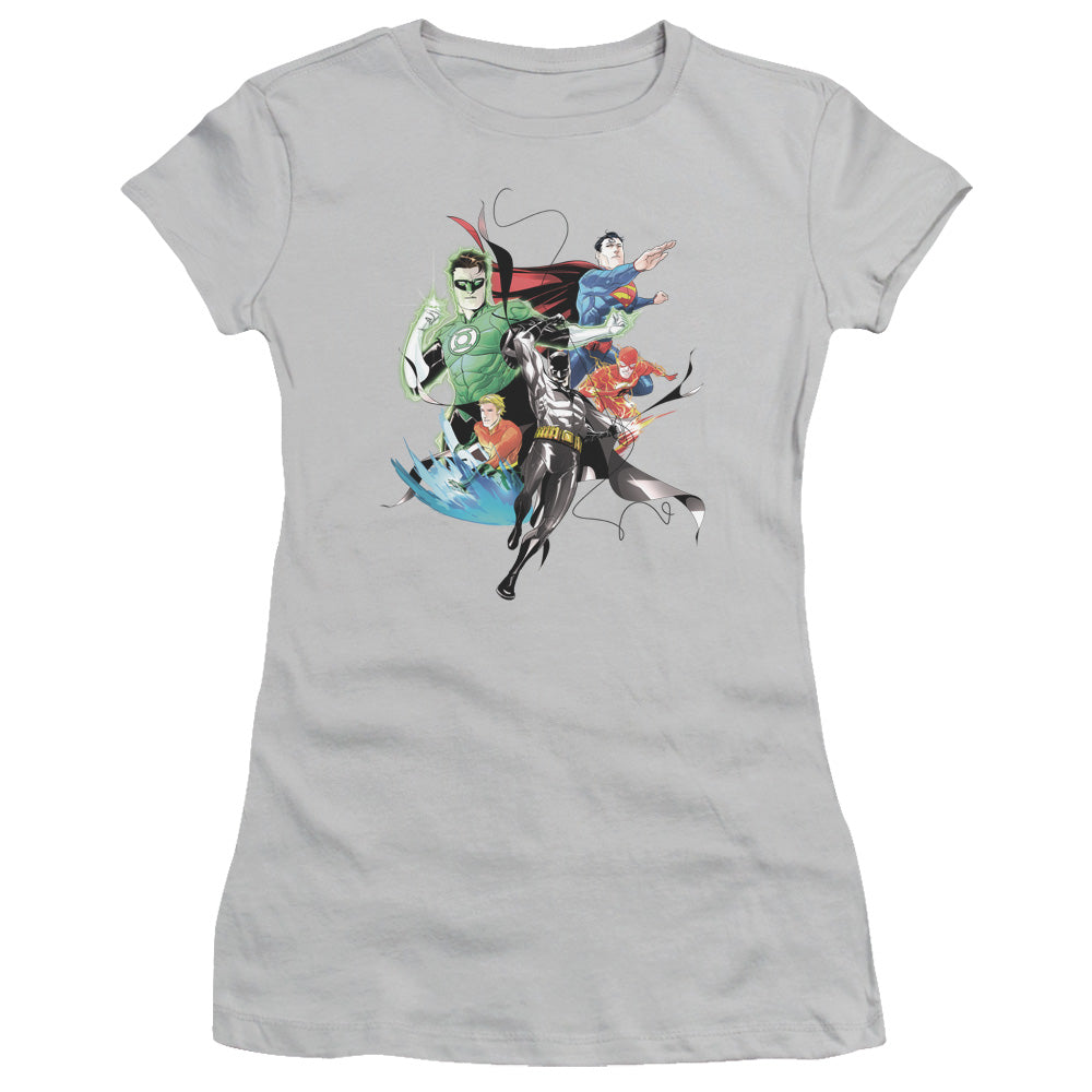 Jla - Mashup - Short Sleeve Junior Sheer - Silver T-shirt