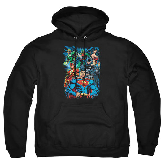 Jla - Justice Is Served - Adult Pull-over Hoodie - Black