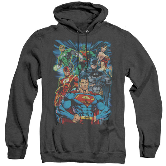 Jla - Justice Is Served - Adult Heather Hoodie - Black