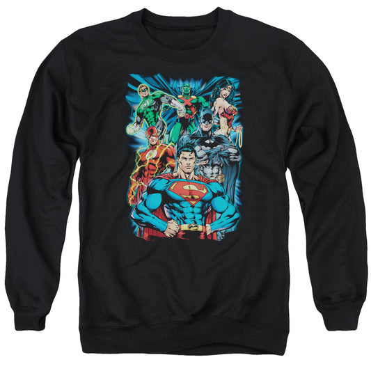 Jla - Justice Is Served - Adult Crewneck Sweatshirt - Black