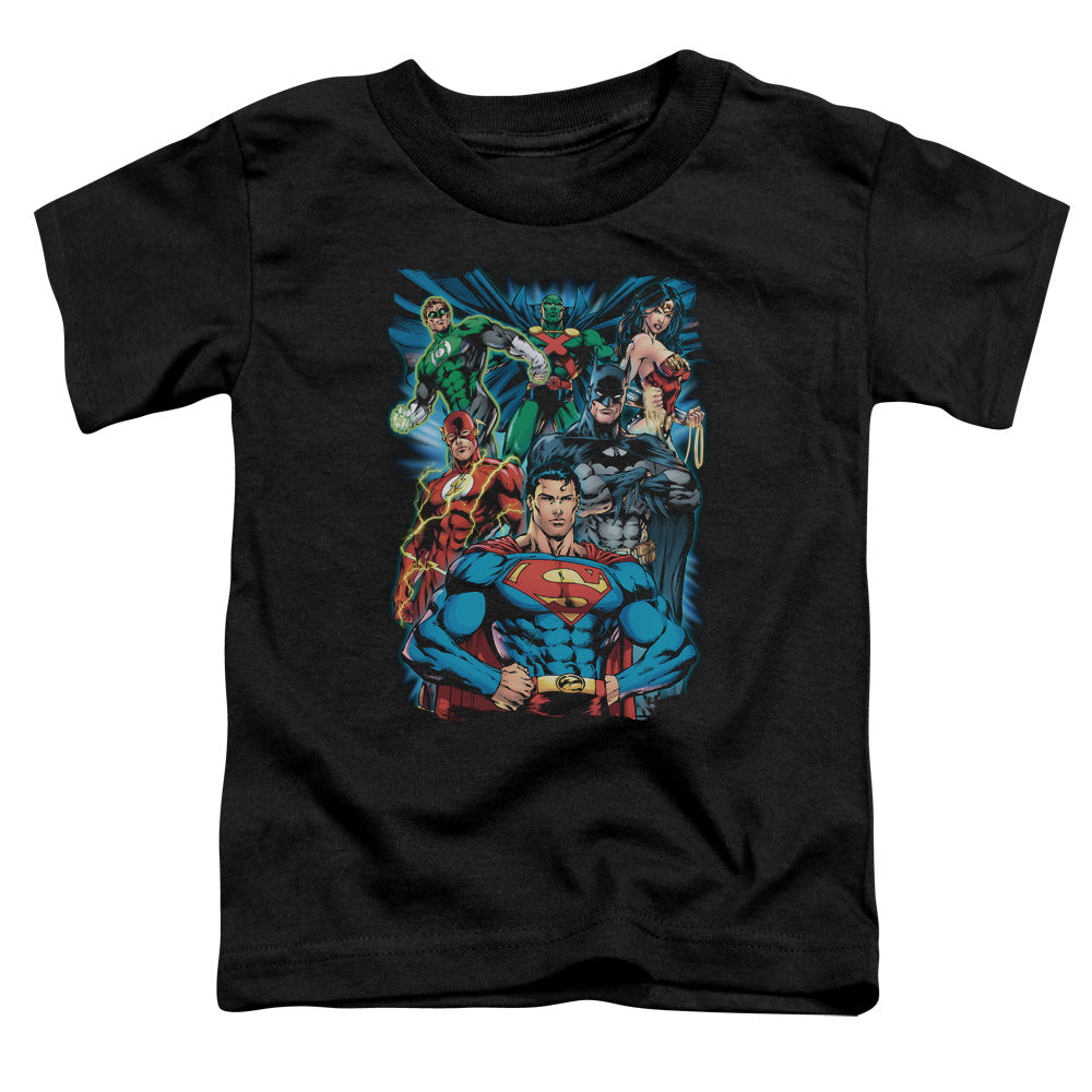 Jla - Justice Is Served - Short Sleeve Toddler Tee - Black T-shirt