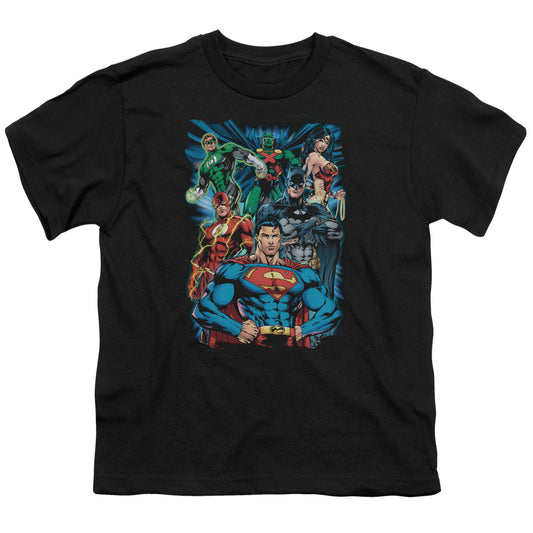 Jla - Justice Is Served - Short Sleeve Youth 18/1 - Black T-shirt