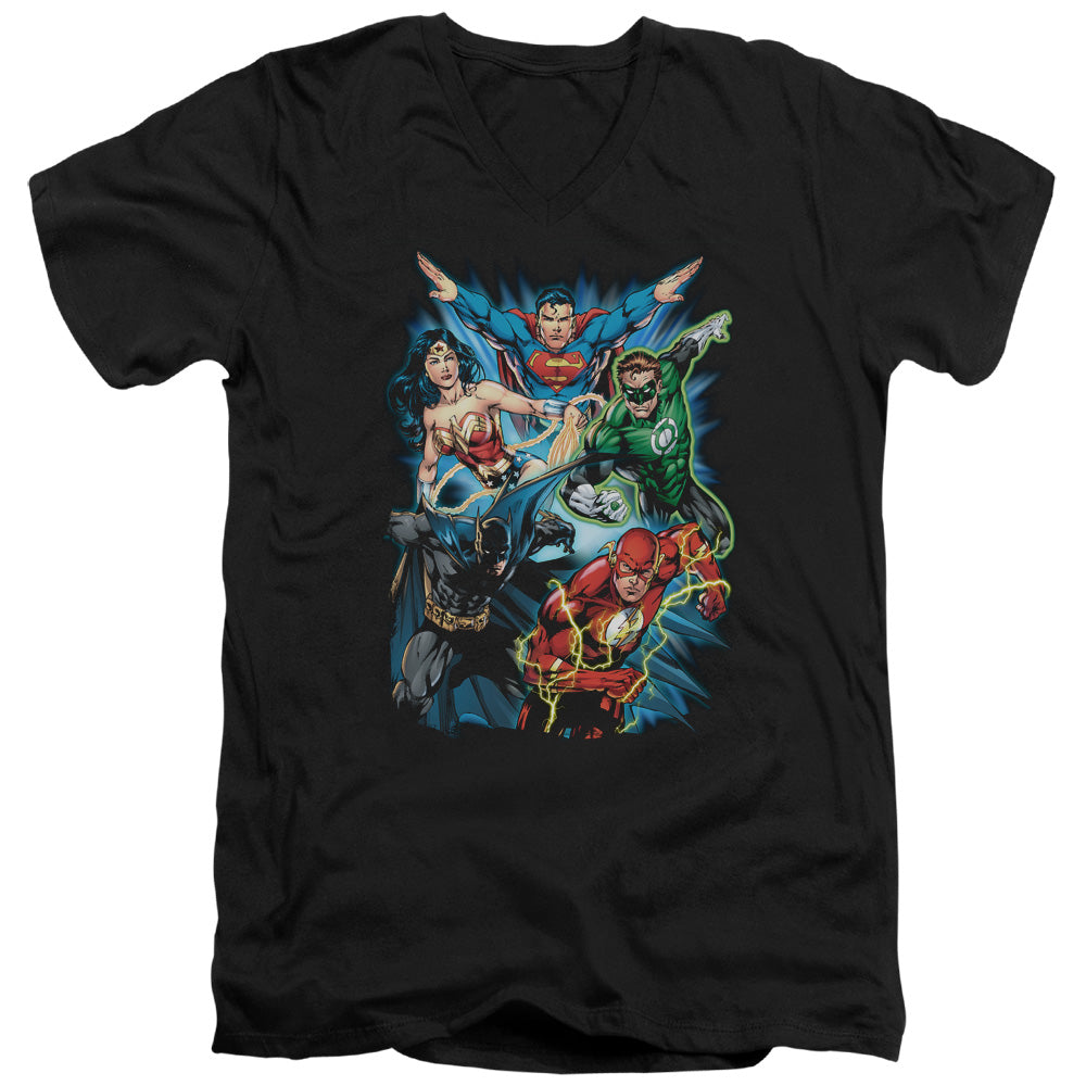 Jla - Jl Assemble - Short Sleeve Adult V-neck - Black T-shirt