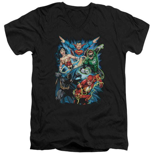 Jla - Jl Assemble - Short Sleeve Adult V-neck - Black T-shirt