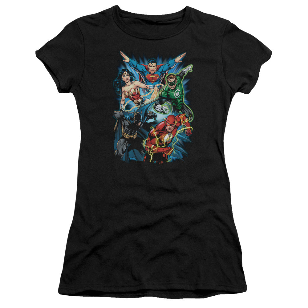 Jla - Jl Assemble - Short Sleeve Junior Sheer - Black T-shirt