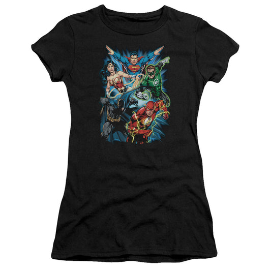Jla - Jl Assemble - Short Sleeve Junior Sheer - Black T-shirt