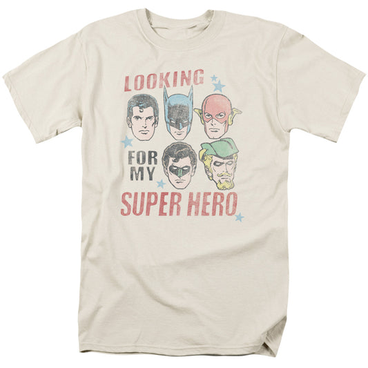 Jla - My Super Hero - Short Sleeve Adult 18/1 - Cream T-shirt