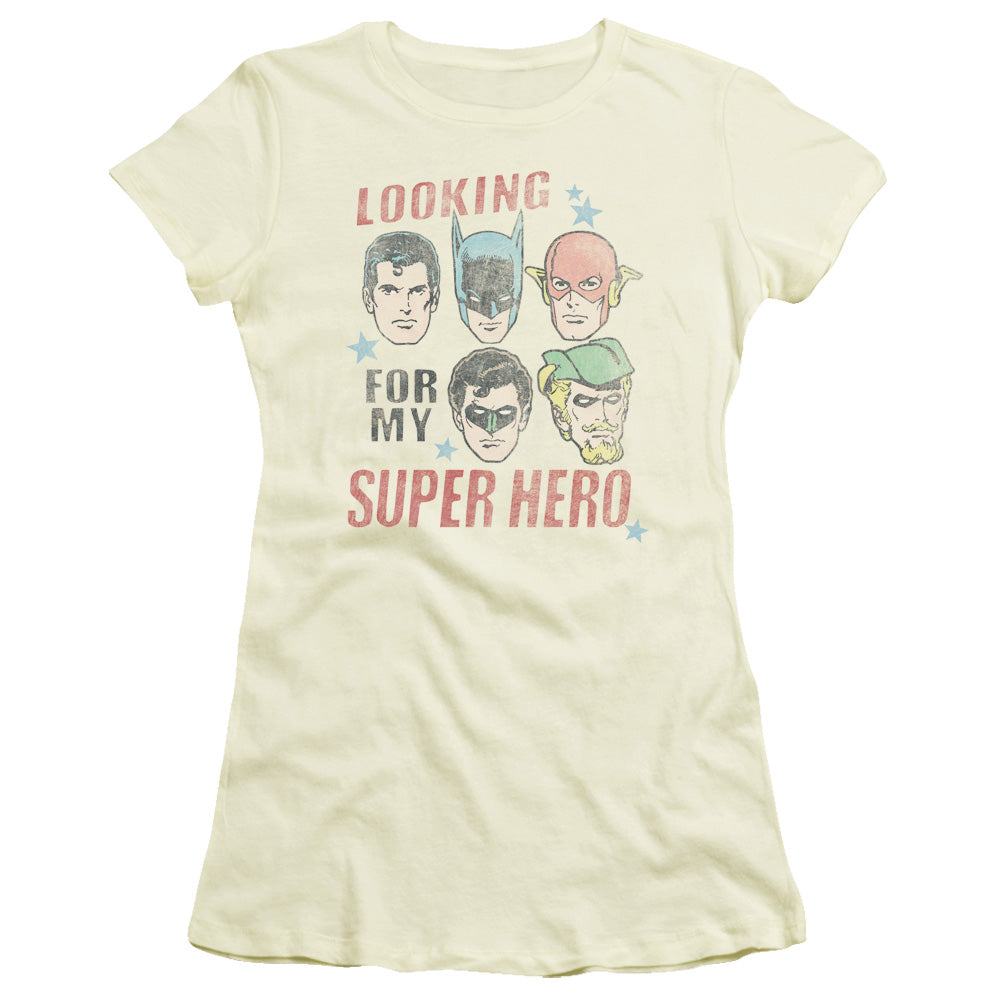 Jla - My Super Hero - Short Sleeve Junior Sheer - Cream T-shirt