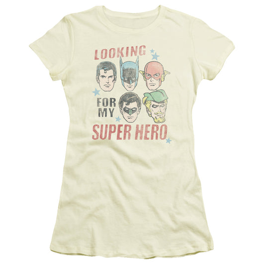 Jla - My Super Hero - Short Sleeve Junior Sheer - Cream T-shirt