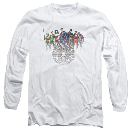 Jla - Circle Crest - Long Sleeve Adult 18/1 - White T-shirt