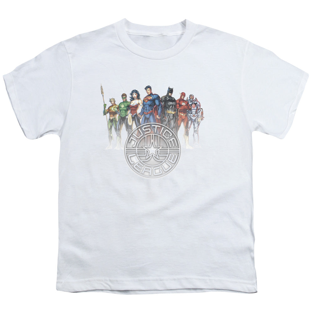 Jla - Circle Crest - Short Sleeve Youth 18/1 - White T-shirt