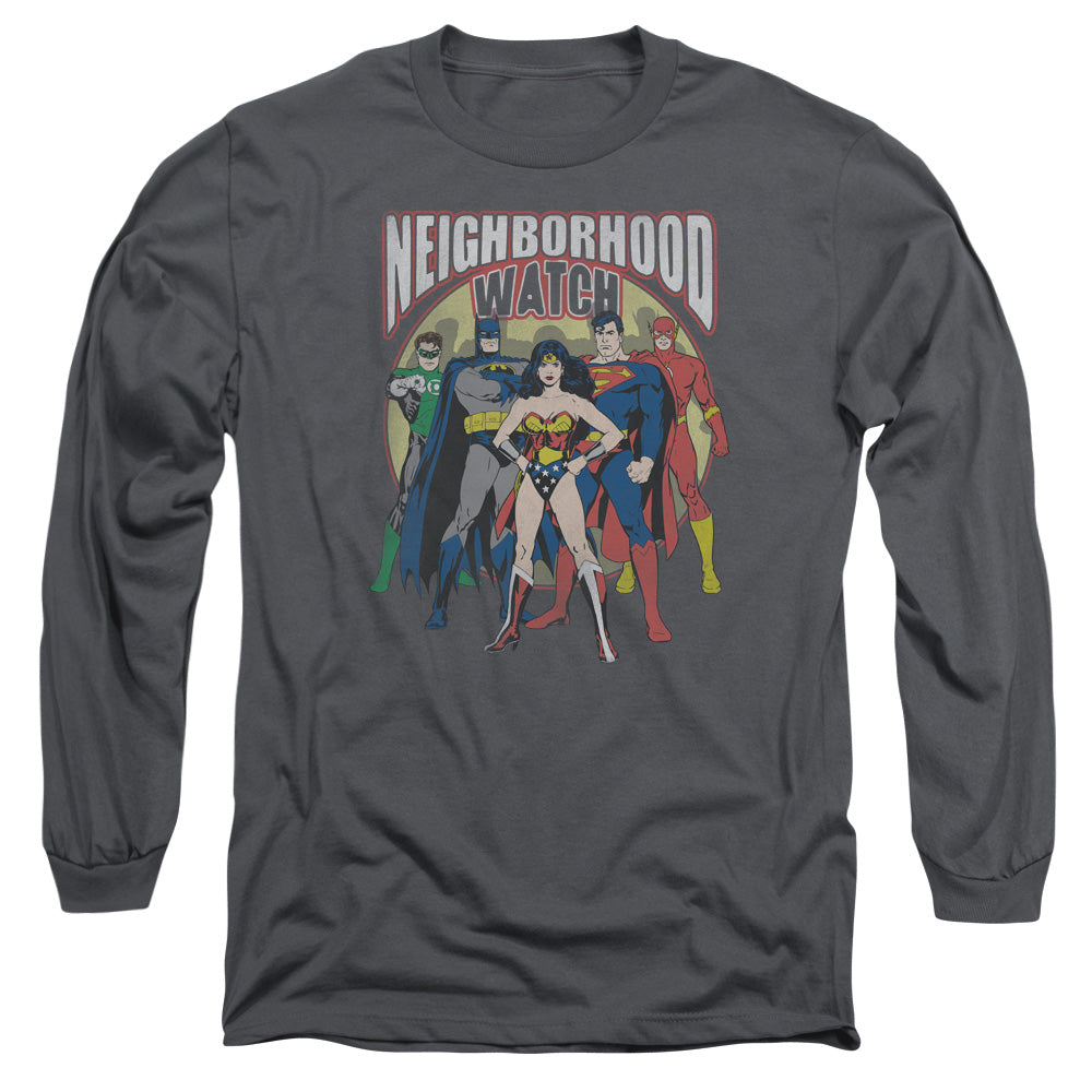 Jla - Neighborhood Watch - Long Sleeve Adult 18/1 - Charcoal T-shirt