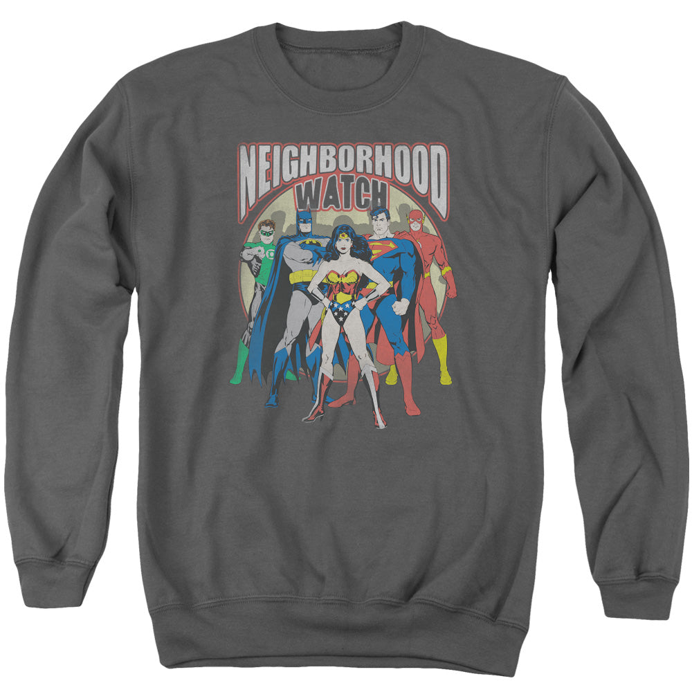 Jla - Neighborhood Watch - Adult Crewneck Sweatshirt - Charcoal