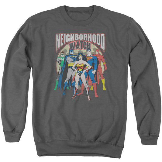 Jla - Neighborhood Watch - Adult Crewneck Sweatshirt - Charcoal