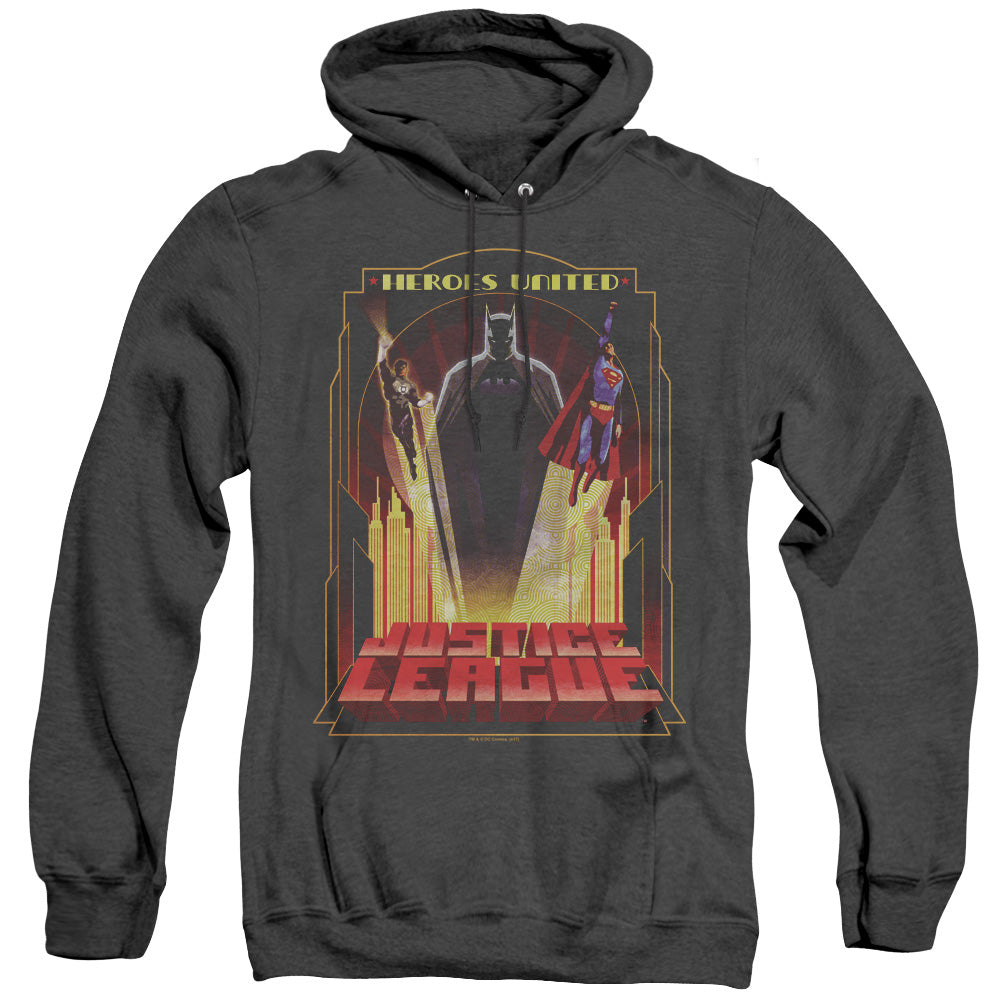 Jla - Heroes United - Adult Heather Hoodie - Black