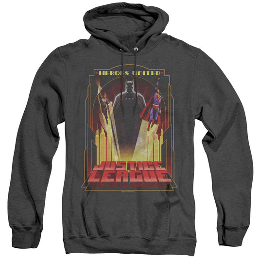 Jla - Heroes United - Adult Heather Hoodie - Black