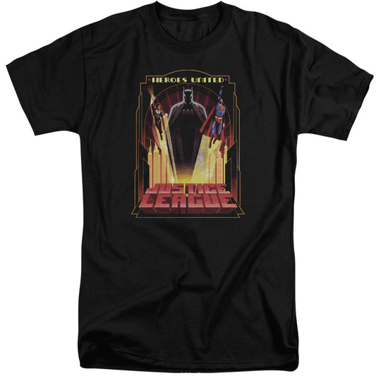 Jla - Heroes United - Short Sleeve Adult Tall - Black T-shirt