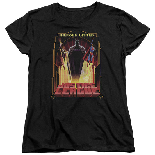 Jla - Heroes United - Short Sleeve Womens Tee - Black T-shirt