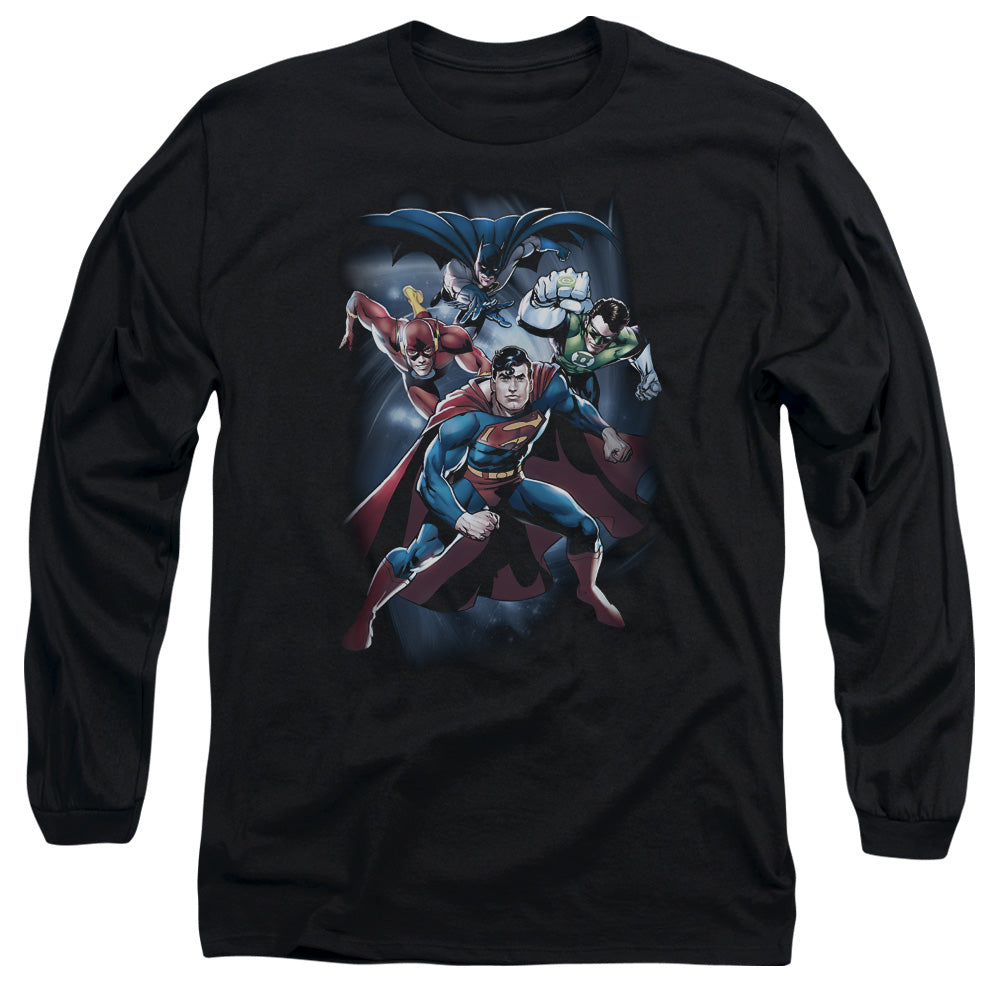 Jla - Cosmic Crew - Long Sleeve Adult 18/1 - Black T-shirt