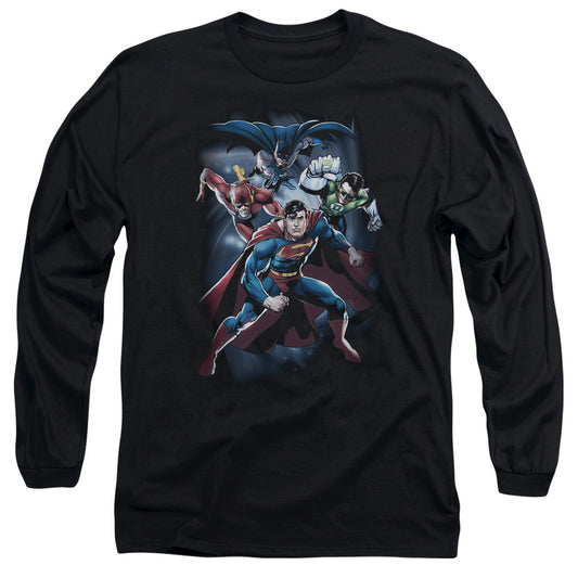 Jla - Cosmic Crew - Long Sleeve Adult 18/1 - Black T-shirt