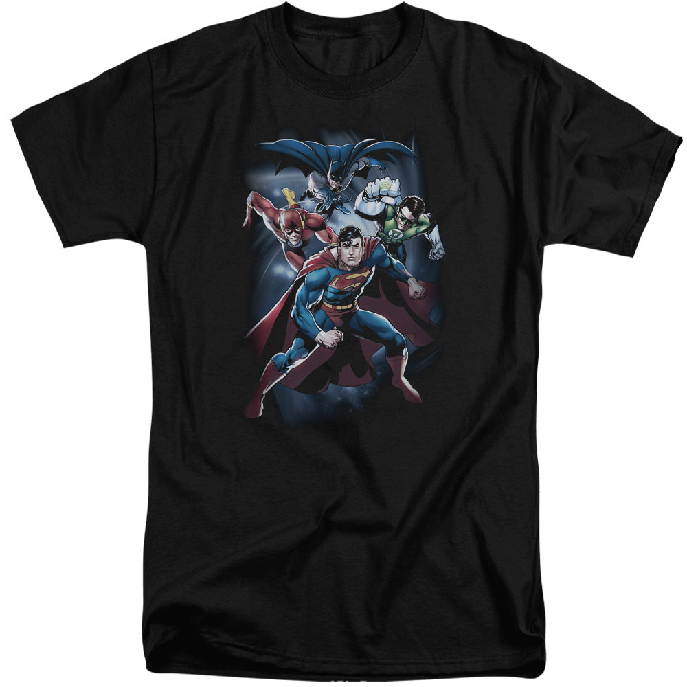 Jla - Cosmic Crew - Short Sleeve Adult Tall - Black T-shirt