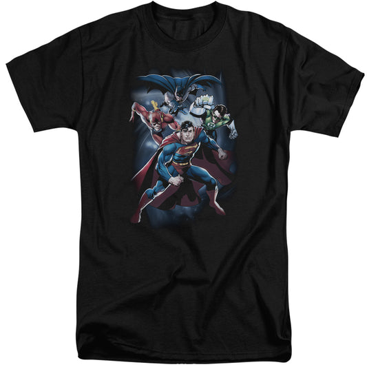 Jla - Cosmic Crew - Short Sleeve Adult Tall - Black T-shirt
