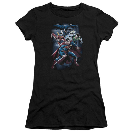 Jla - Cosmic Crew - Short Sleeve Junior Sheer - Black T-shirt