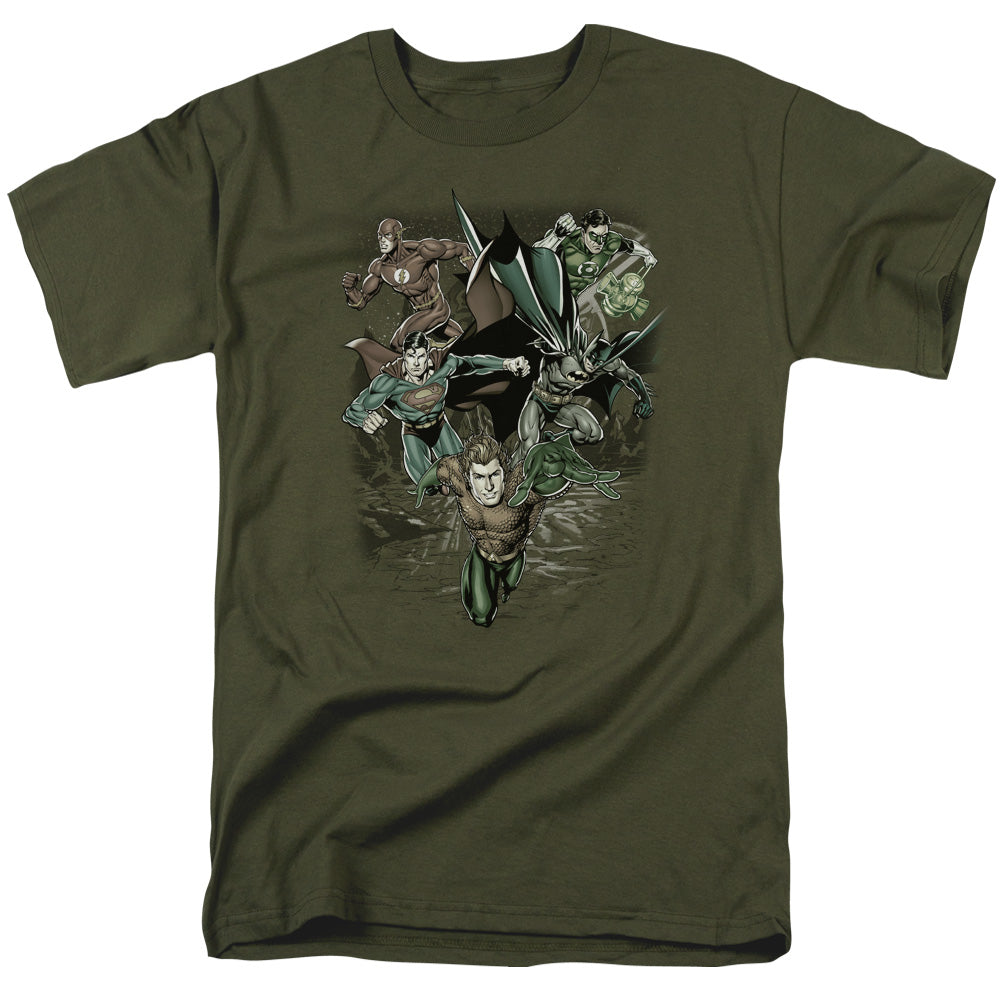 Jla - Spacing Out - Short Sleeve Adult 18/1 - Military Green T-shirt