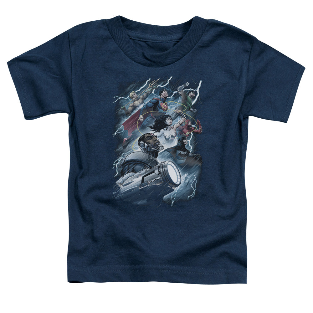 Jla - Ride The Lightening - Short Sleeve Toddler Tee - Navy T-shirt