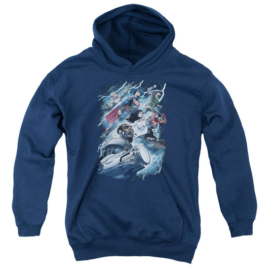 Jla - Ride The Lightening - Youth Pull-over Hoodie - Navy