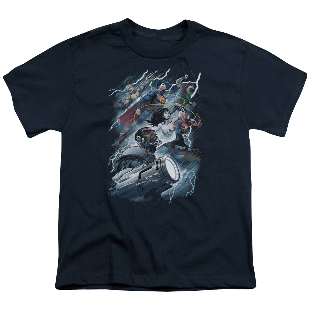 Jla - Ride The Lightening - Short Sleeve Youth 18/1 - Navy T-shirt