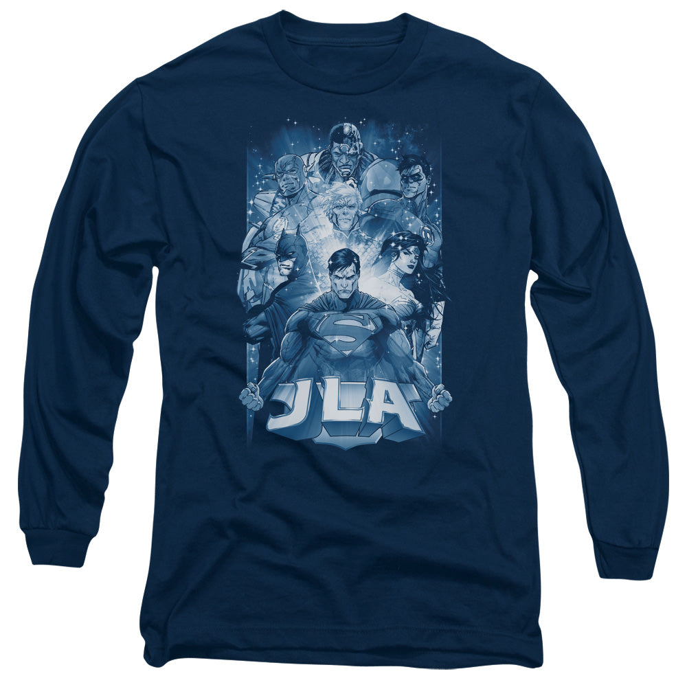Jla - Burst - Long Sleeve Adult 18/1 - Navy T-shirt