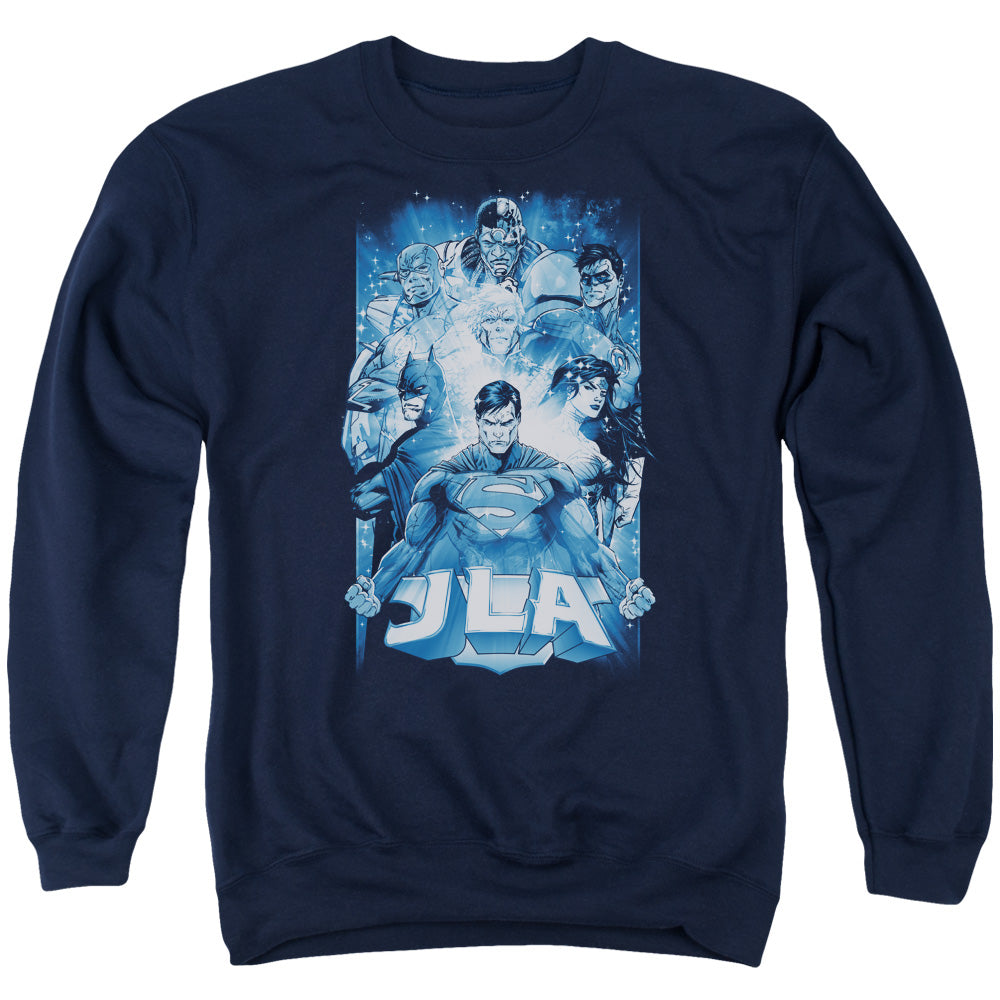 Jla - Burst - Adult Crewneck Sweatshirt - Navy