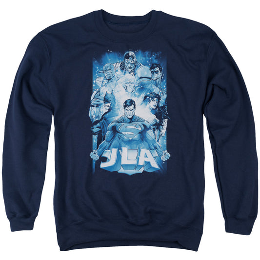 Jla - Burst - Adult Crewneck Sweatshirt - Navy