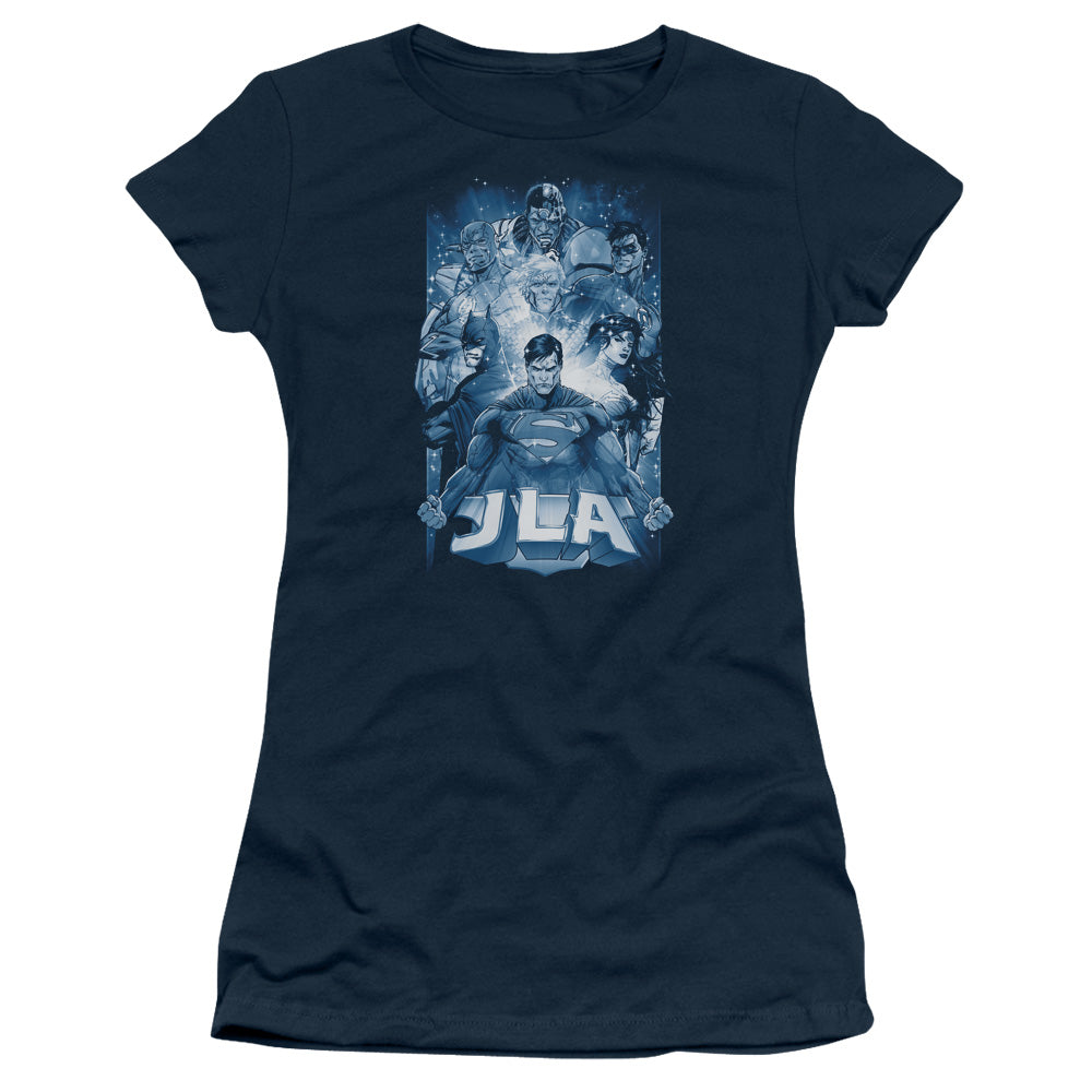 Jla - Burst - Short Sleeve Junior Sheer - Navy T-shirt