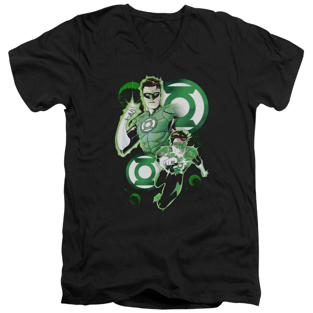 Jla - Gl In Action - Short Sleeve Adult V-neck - Black T-shirt