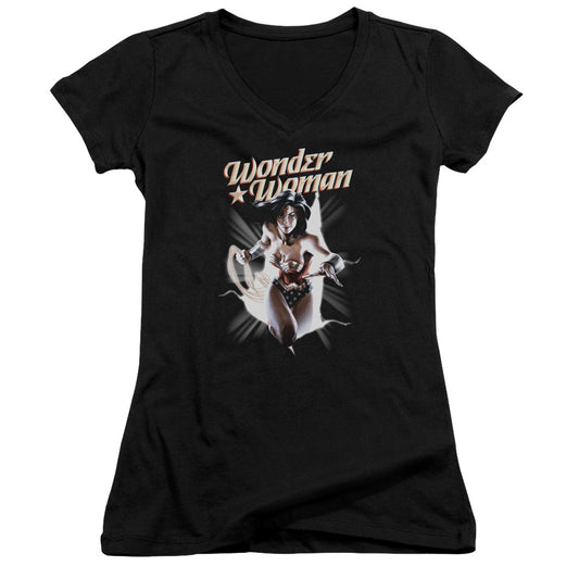 Jla - Ww Break Out - Junior V-neck - Black