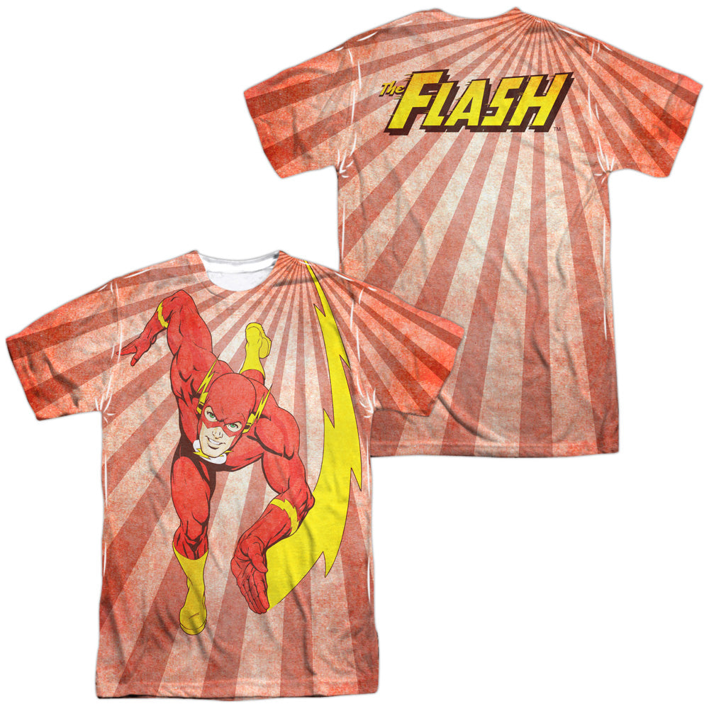 Jla - Speed Of Light (Front/back Print) -  Short Sleeve Adult 100% Poly Crew - White T-shirt