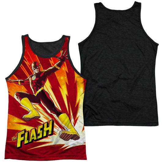 Jla - Lightning Fast - Adult Poly Tank Top Black Back - White