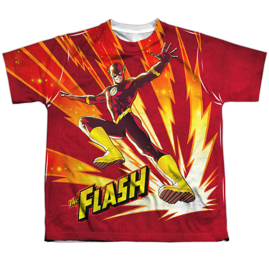 Jla - Lightning Fast - Short Sleeve Youth Poly Crew - White T-shirt
