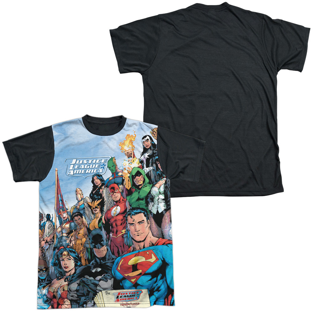 Jla - Justice League Of America - Short Sleeve Adult White Front Black Back   - White T-shirt