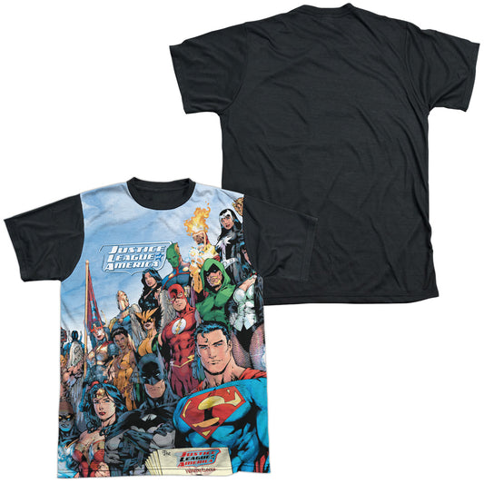 Jla - Justice League Of America - Short Sleeve Adult White Front Black Back   - White T-shirt