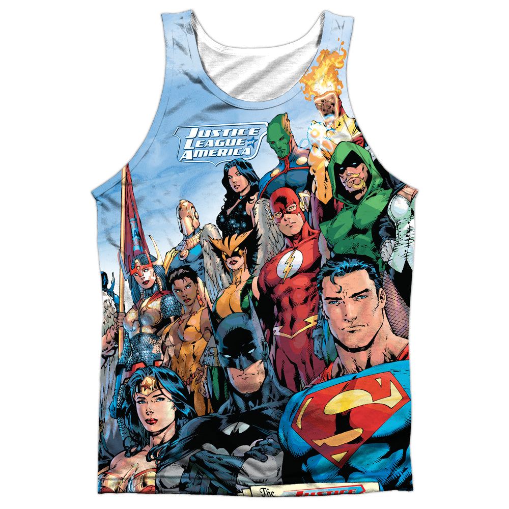 Jla - Justice League Of America - Adult 100% Poly Tank Top - White